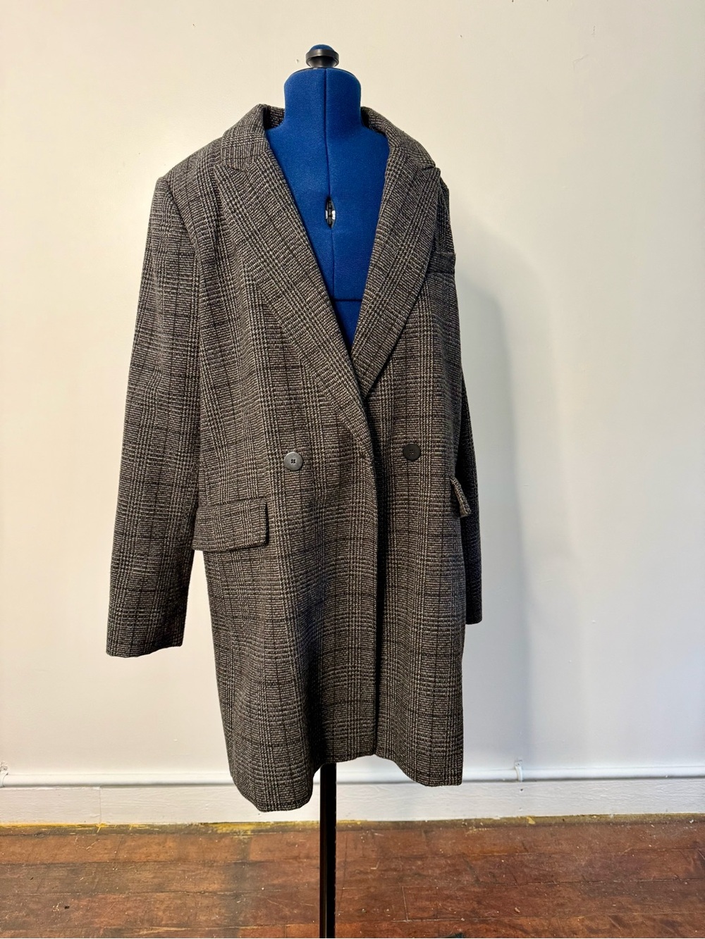Rachel Zoe Women’s Gray Plaid Pea Coat